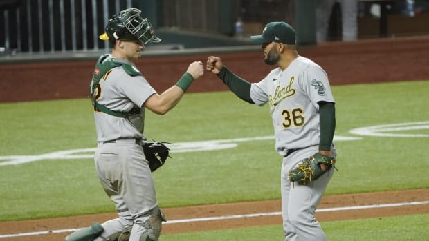 Catcher Sean Murphy likes what reliever Yusmeiro Petit brings to the table.